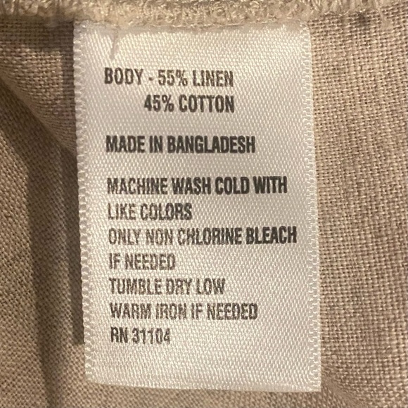 KIM ROGERS Women's size small Oatmeal Beige Linen Blend Button-Down Shirt - Picture 6 of 6